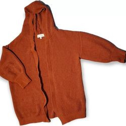 Women's NWT  Sweet Republic Style Open Cardigan in burnt Orange Sz L (New)