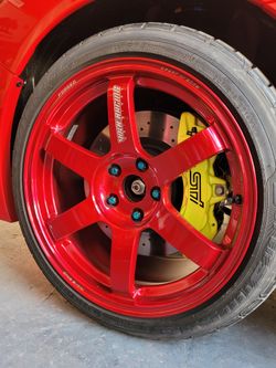 Volks Racing Rays Te37 Saga Hyper Red. 18 x 10 + 41 -114 For Sale.