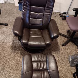 LEATHER Recliner And Ottoman