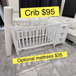 Great Graco White Baby Crib with Changer Table & drawers $95, optional mattress crib like new $35