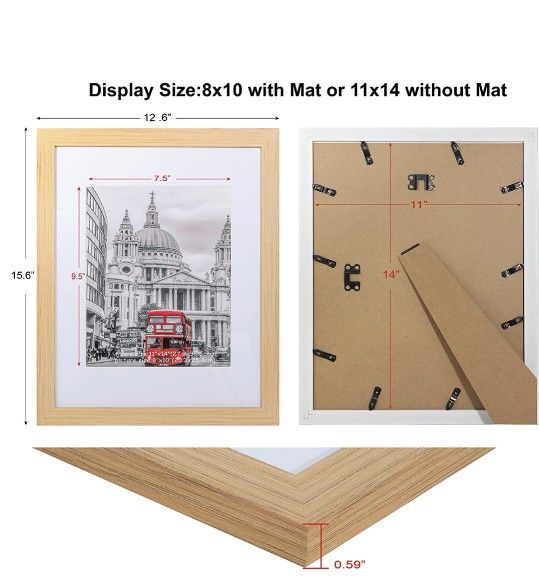 Brand New Picture Frame Set, 4 Pack 11x14 inch Wood Grain Picture