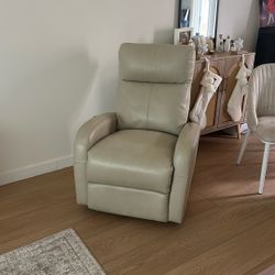 Beige Leather Swivel Recliner Rocking Chair