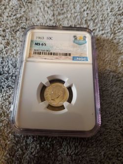 1963 Roosevelt Dime NGC MS 65