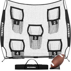8 x 8ft Football Nets for Throwing,Football Target,Quarterback Training Equipment with 5 Target Pockets for Improving Football Accuracy Throwing