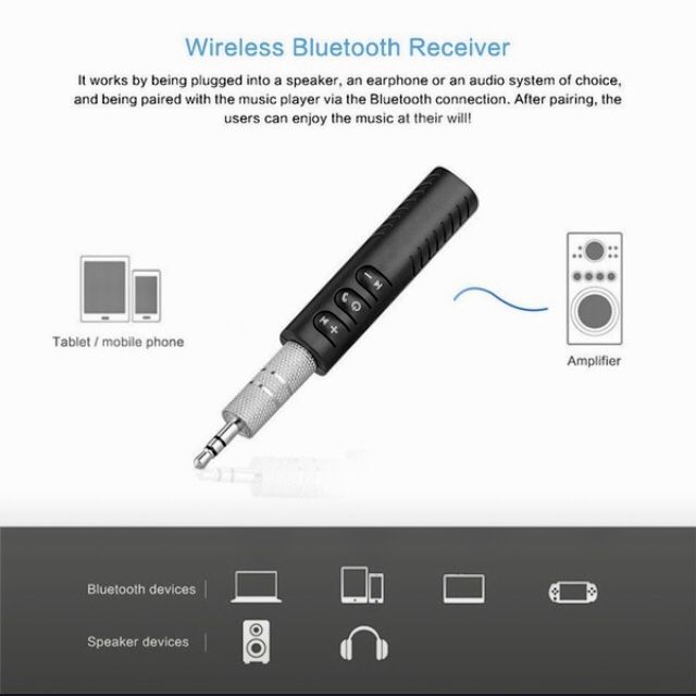 New Mini Bluetooth Audio Receiver Handsfree Music Adapter for Speaker, Headphone, Car Aux Port, Black. Selling 2 @ $7 each