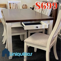 Farmhouse Dining Table With 6 Chairs - Table Has 6 Storage Drawers ✅ Financing Available - Bad or No Credit Accepted ✅ 