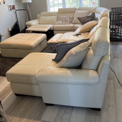 Genuine leather Off White Sectional For Sale 
