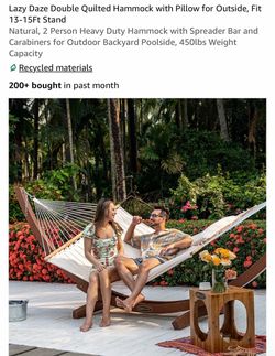 Lazy Daze Double Quilted Hammock with Pillow