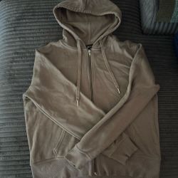 Tan Zip-Up Hoodie Sweatshirt