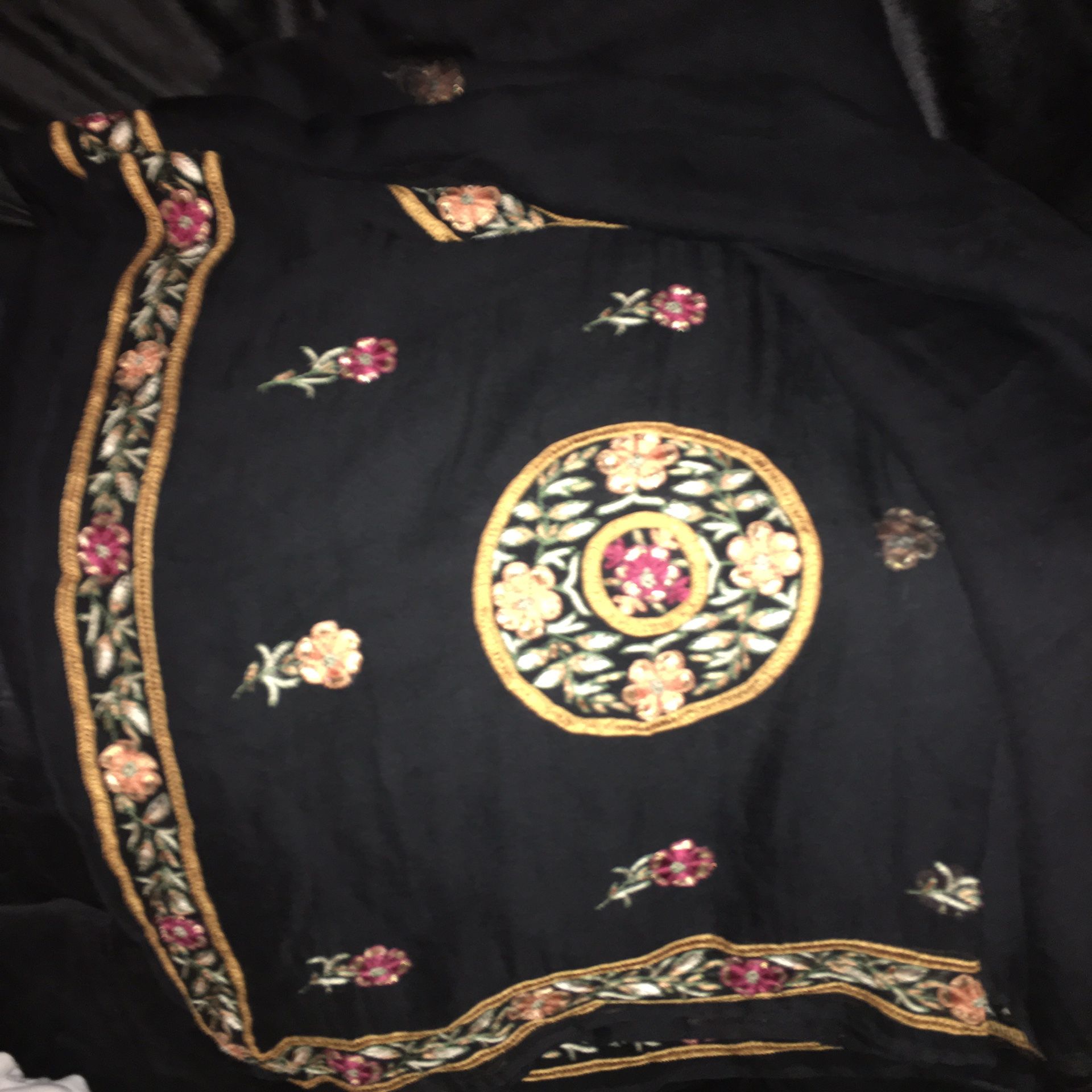 SAREE PURE CHIFFON EMBROIDERED SAREE WITH Blouse & skirt .