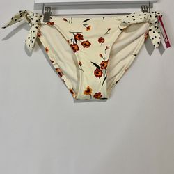 Xhilaration Women’s Cheeky Floral Bikini Bottom Swimsuit Ivory Size Large NWT