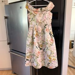 Pink and Yellow Sleeveless A-Line Sundress for Wedding Guest