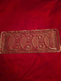 Vintage cut glass serving tray.