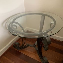 Glass Topped End Tables - Set Of 2