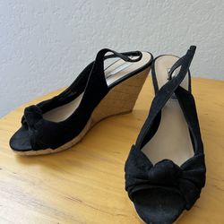 Free Black Open Toe Wedge Shoes
