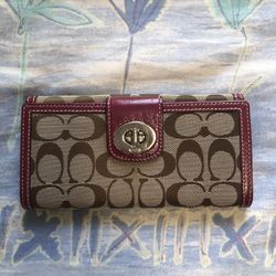 Coach Khaki/Berry Wallet (Long)