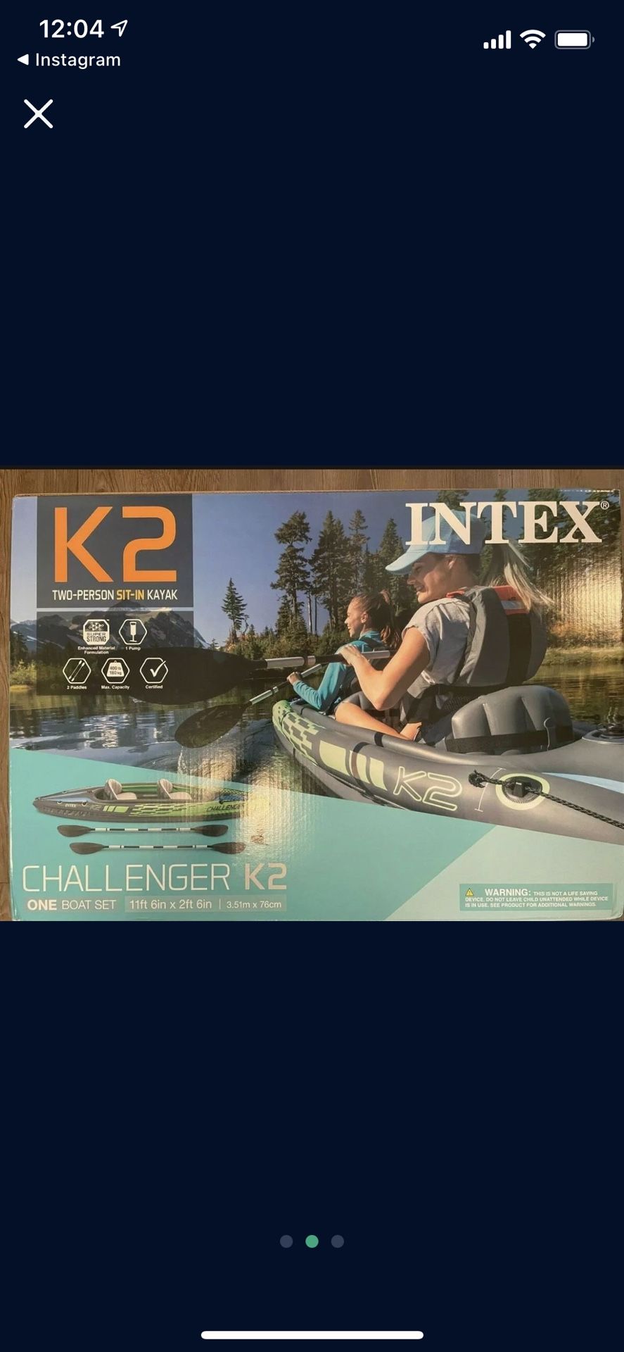 Brand New Intex Challenger K2 Inflatable Kayak with Oars Brand New