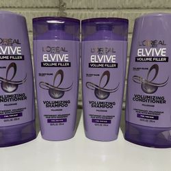 4 New Unopened L’Oreal Elvive Shampoo And Conditioner Bundle 