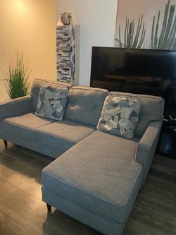 Gray Fabric Sectional Sofa with Chaise