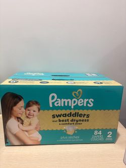 SIZE 2 DIAPERS PAMPERS SWADDLERS  - 1 AVAILABLE
