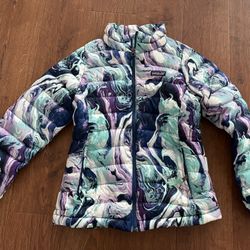 Patagonia Kids L 12 Puffer Jacket - Blue, Purple, White Swirl