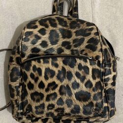 Leopard Print Backpack Handbag 
