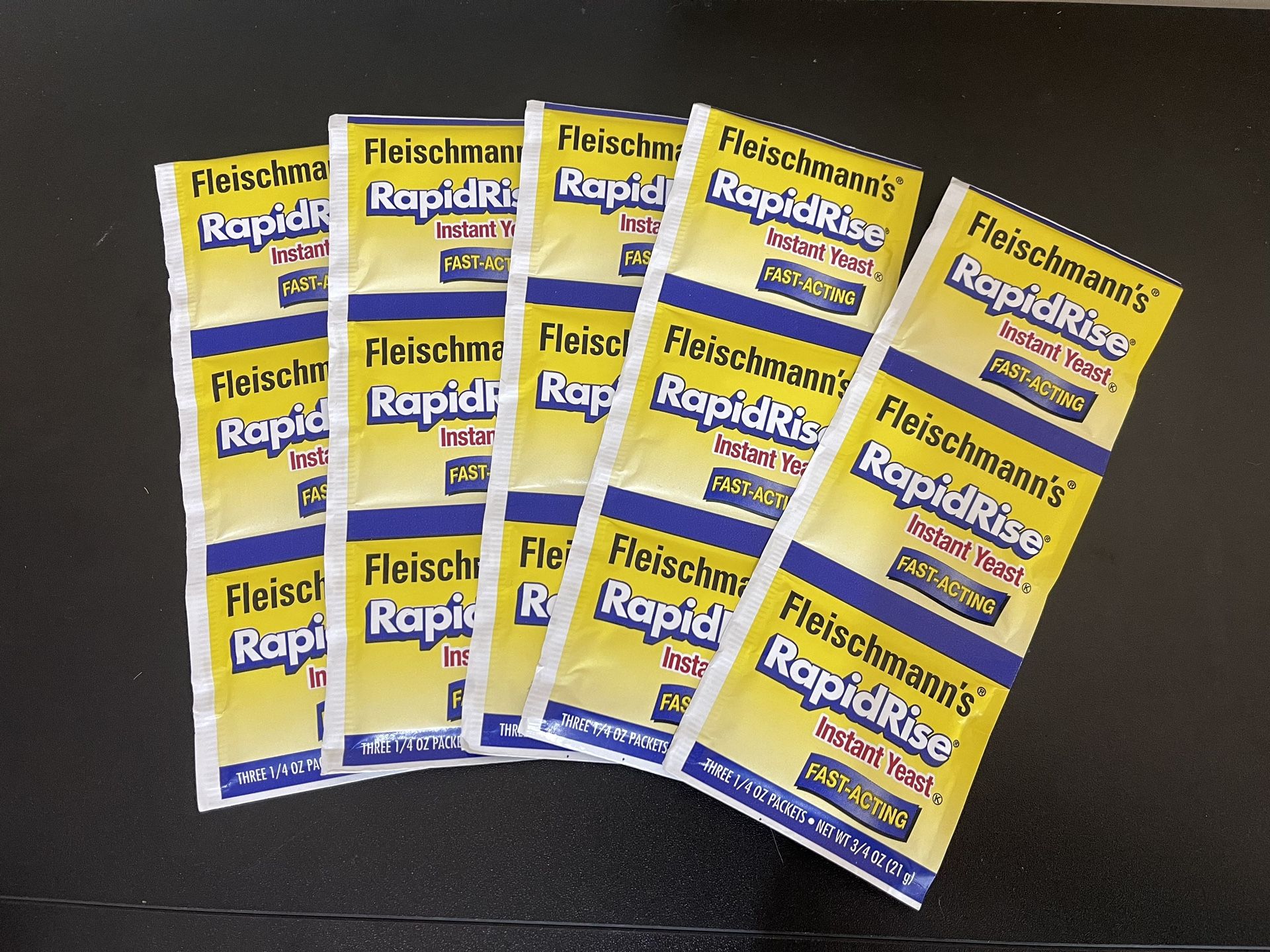 Lot Of 5 Fleischmann's RapidRise Instant Yeast, 1/4 oz, 3 Count