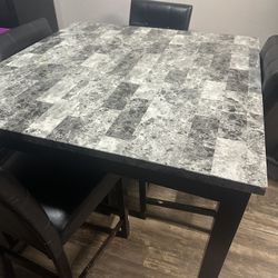 Wooden Table With 4 High Chairs 