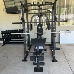 Vesta Fitness Smith Machine 1001 w/Bench Attachment | 245lb Cast Iron Olympic Weights | 7ft Olympic Bar | Fitness | Gym Equipment | FREE DELIVERY 🚚 