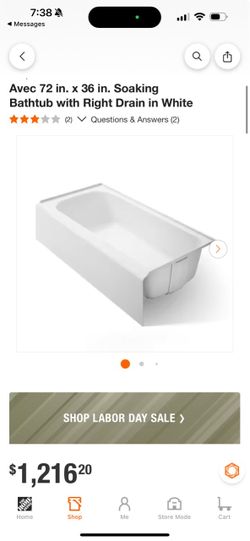 KHOLER Avec 72 in. × 36 in. Soaking Bathtub with Right Drain in White