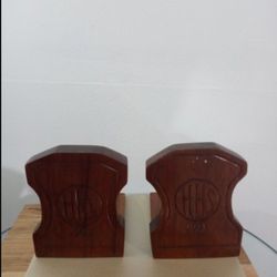 MID CENTURY WOODEN BOOK ENDS 7"×5"