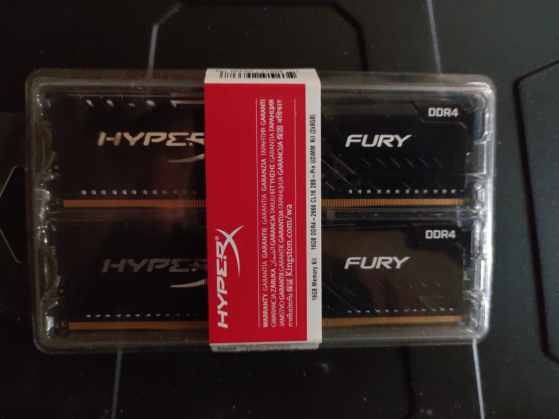 HyperX Fury 16GB 2666MHz DDR4 CL16 DIMM (Kit of 2) 1Rx8 Black XMP Desktop Memory HX426C16FB3K2/16
