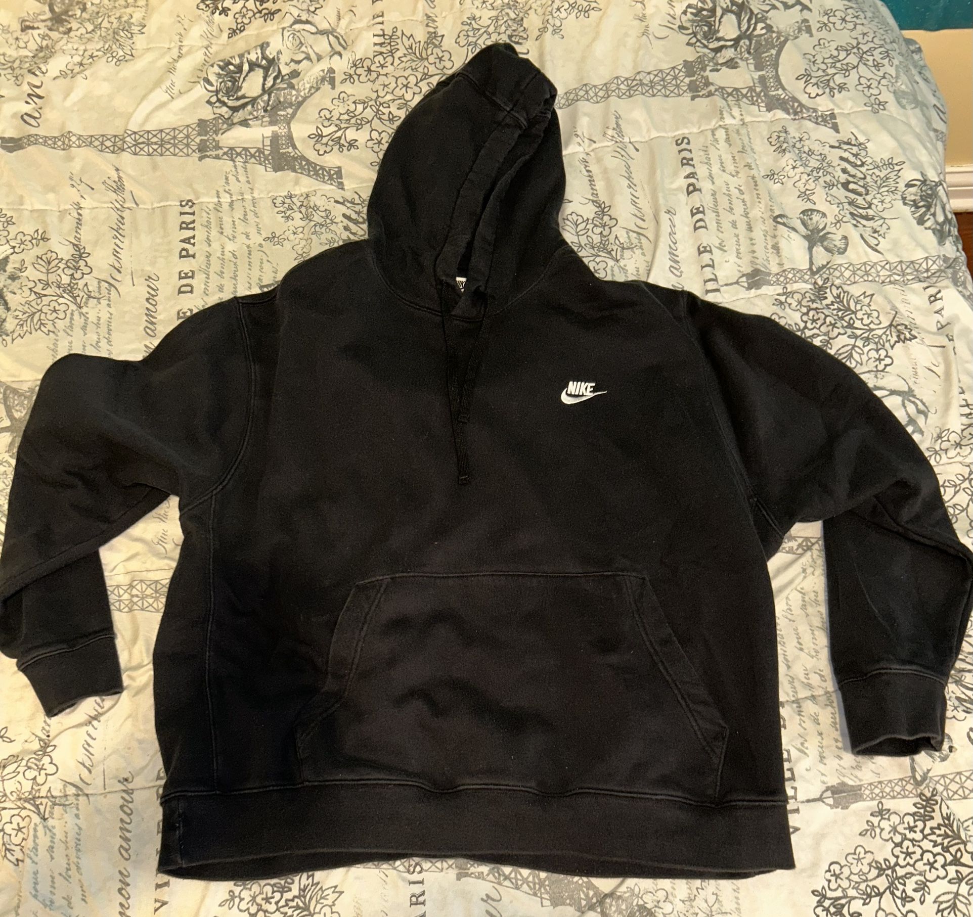 Nike Men's Sportswear Club Fleece Pullover Hoodie Black/White Size XXL