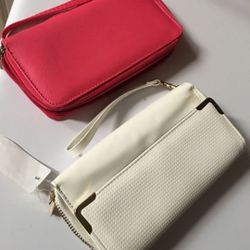 2 brand new Women wallet organizer white and pink