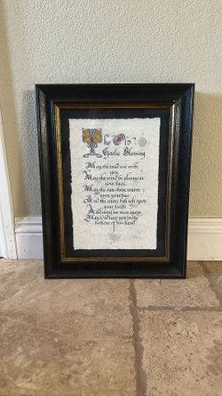 Glass Framed Parchment Piece Of “The Old Gaelic Blessing”