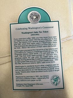 Washington centennial Tax Token