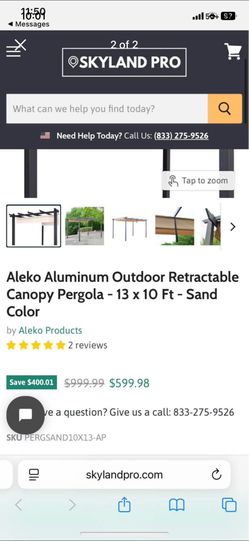 Aleko Aluminum Outdoor Retractable Canopy 