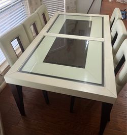 Dining table w/6 leather chairs