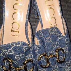 Gucci Horsebit Denim Sandals