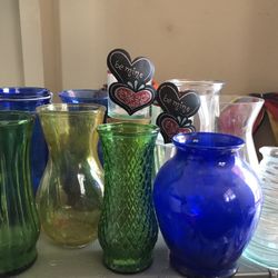 14 Glass vases  10.00 For All As A Lot  Reduced
