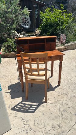 Desk, Chair and Lamp