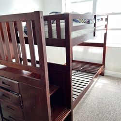 Twin Loft Bed – Solid Wood w/ Storage