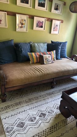 Large wooden/rattan sofa