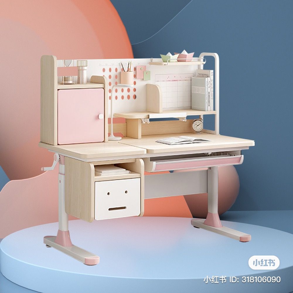 Height Adjustable Natural Wood Desk For Sale