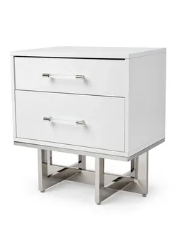 Brand New White Nightstand with Chrome Base and Acrylic Handles OR BETTER OFFER