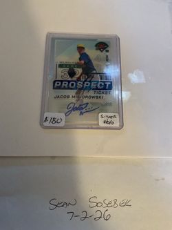 Jacob Misiorowski 2024 Panini Prospect Edition #156 Silver Prism Holo Ticket Auto Hottest pitcher in baseball