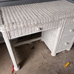 White Wicker Desk