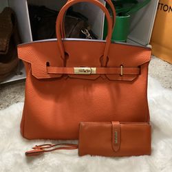 Orange Birkin Matching Tod’s wallet