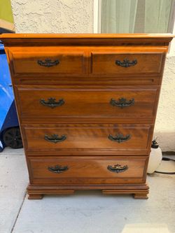 Solid Wood Tall Dresser with 5 Drawers