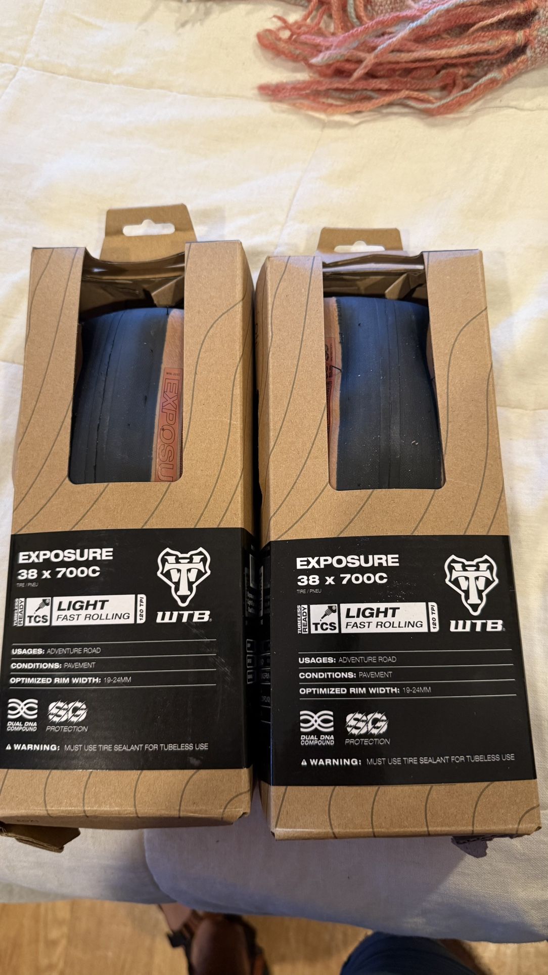 WTB Exposure 700c x 38c tires tan wall road gravel tire